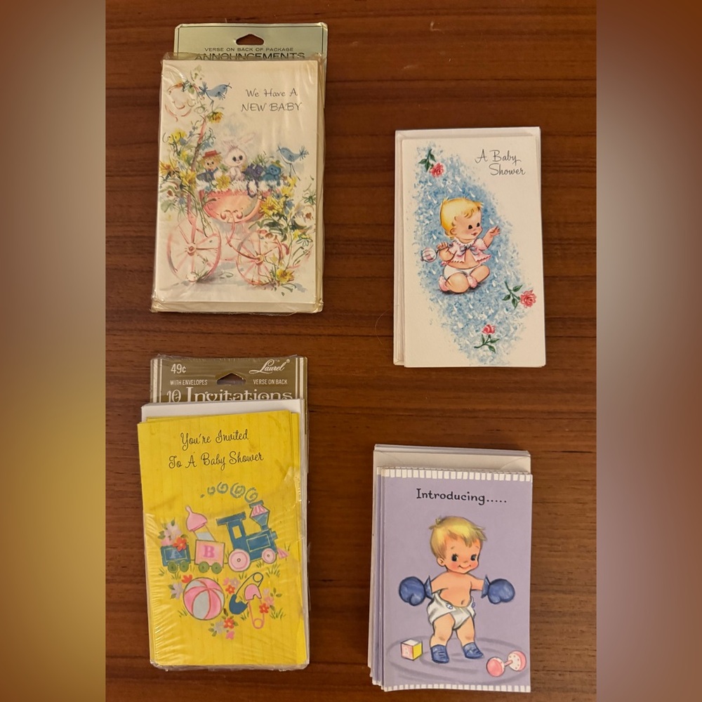 Bundle—Unused Vintage 60s-70s Baby Shower Invitations/Birth Anmts—1 NIB! - Picture 2 of 14